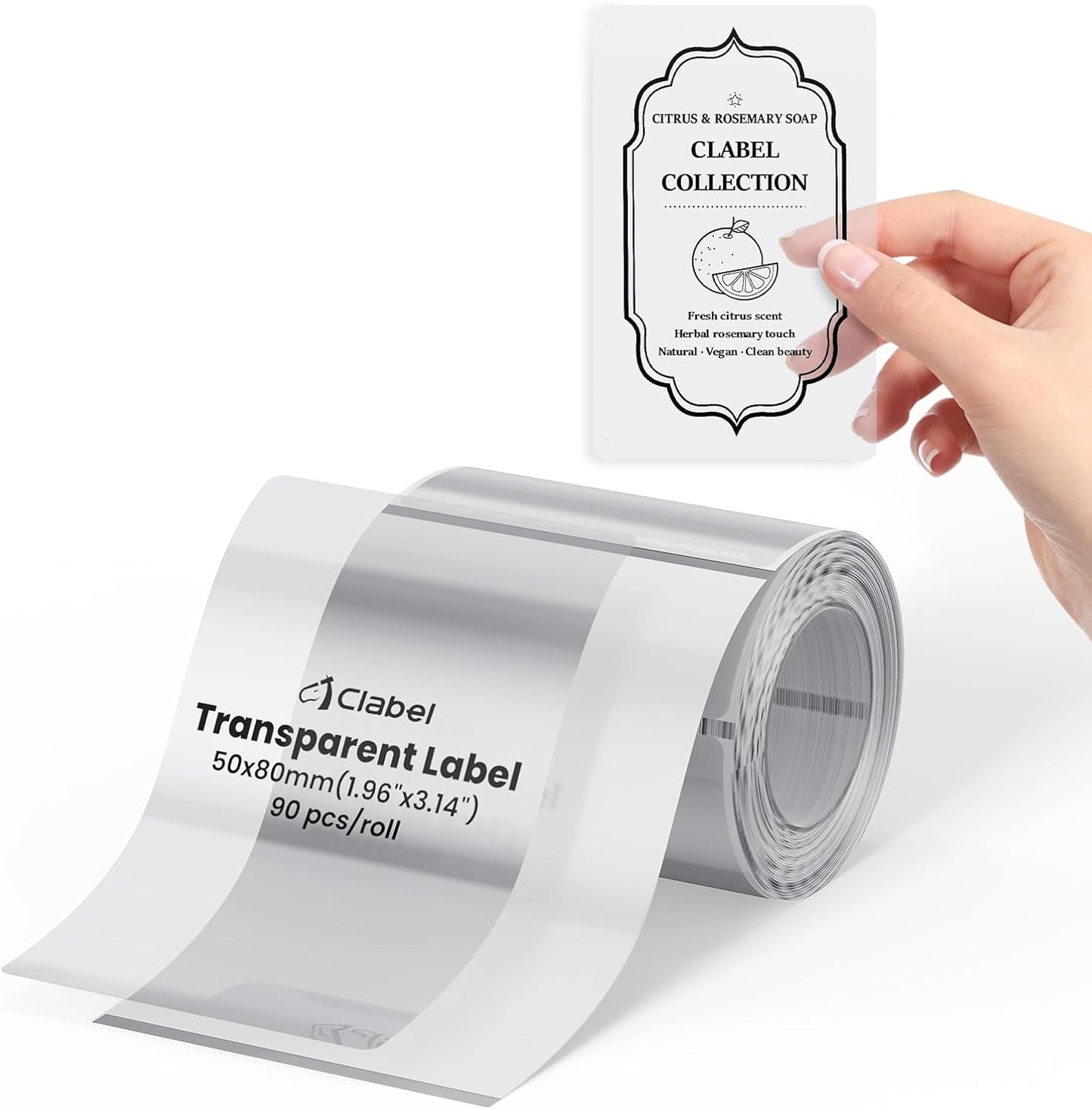 Clabel Printable White Cable Labels 6 Rolls of Thermal Self-Adhesive Paper Labels Tape, 25x78mm (1"x3") 100 Sheets Per Roll, Black Print on White Sticker Tags Durable