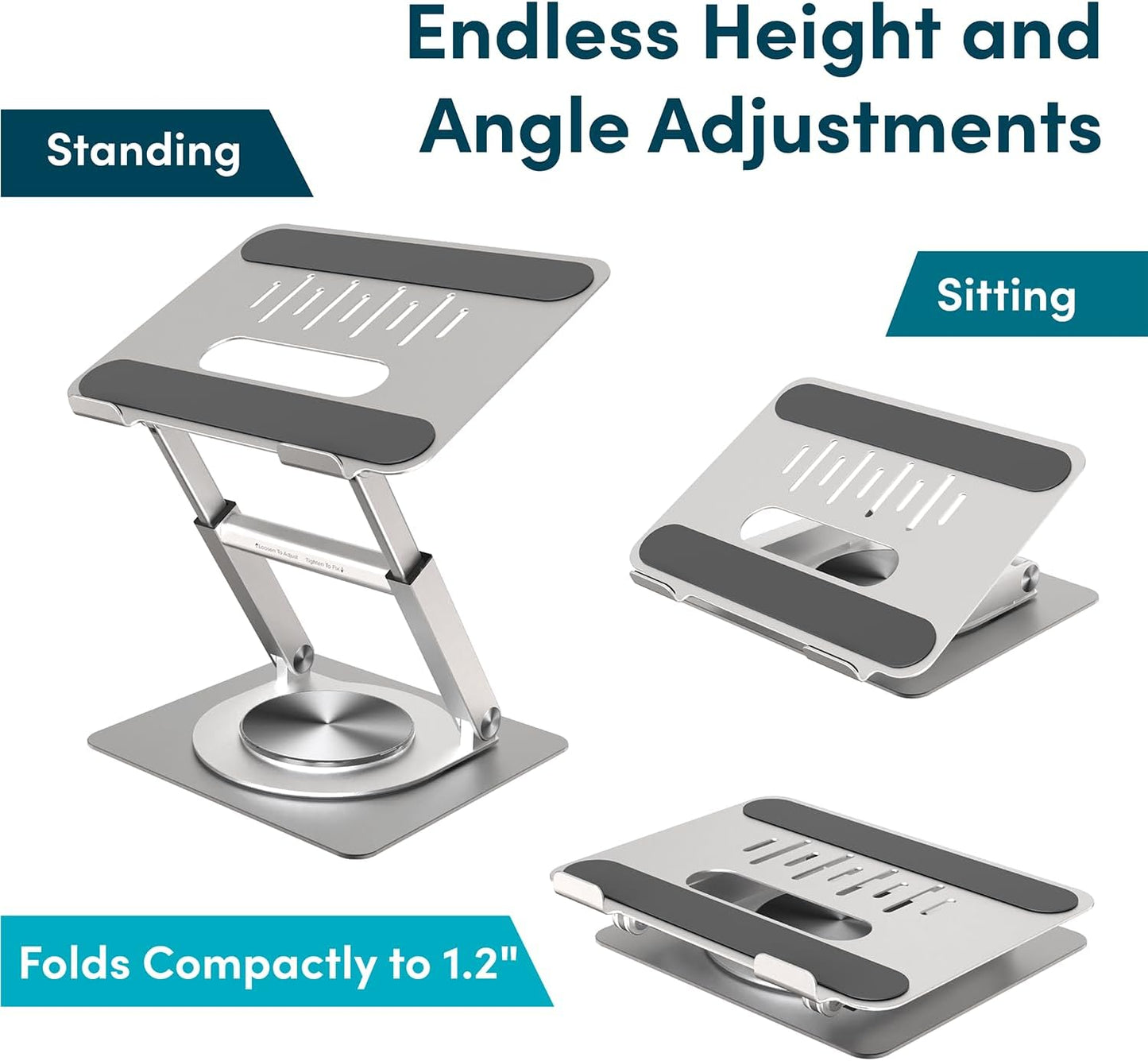 Lifelong Ergonomic Adjustable Laptop Stand for Desk - Height Up to 20" Portable Computer Laptop Riser Holder, Fits All MacBook Air & 10 15 17 Inches Laptops, Back to School Gift for Men & Women