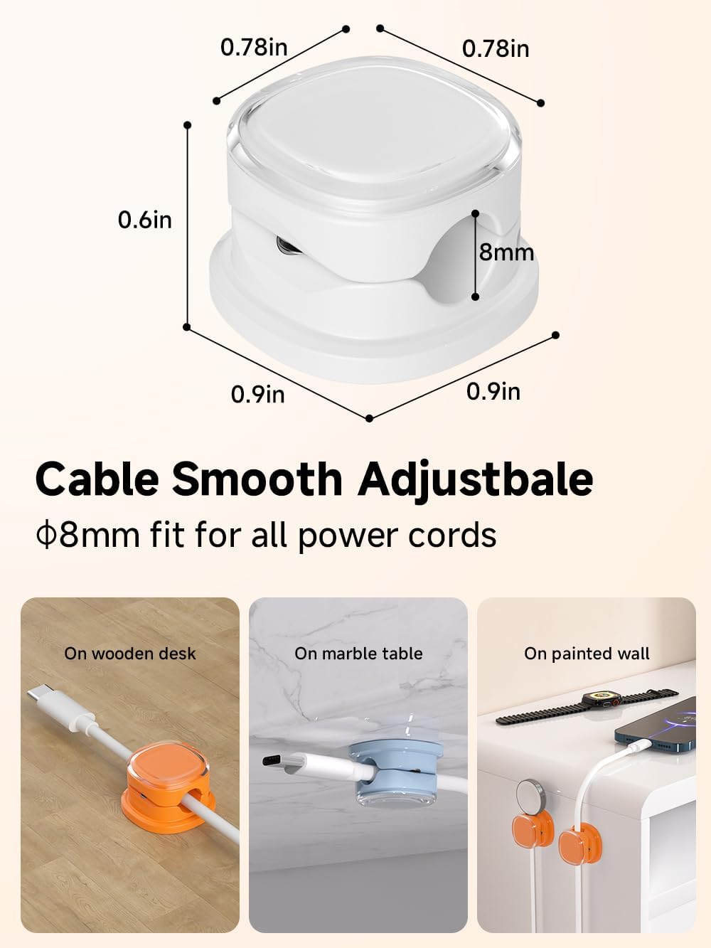 Magnetic Cable Clips, Adjustable Cord Holder Management, Adhesive Wire Keeper Organizer for Home Office Desk Phone PC Car Wall Desktop Nightstand Appliance (9-Pack Black Crystal)