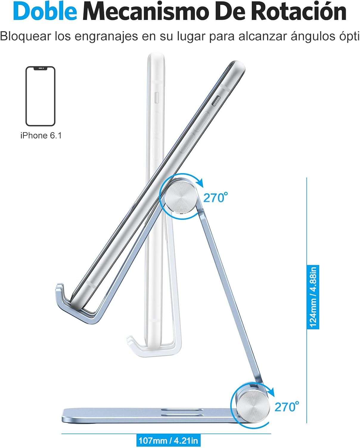 OMOTON Foldable Cell Phone Stand, C4 Portable Aluminum Phone Holder, Adjustable Phone Dock Cradle Compatible with iPhone 17/16/15 Pro Max Air, Samsung Galaxy, Small Tablets, All Smart Phones, Silver