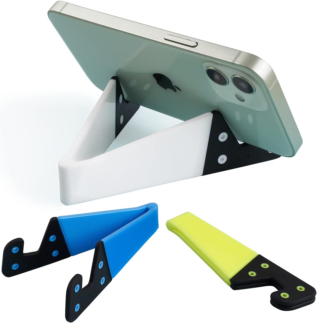 3 Pack Portable Cell Phone Stand for Desk, 【Upgraded Material】 Universal Pocket-Sized Foldable Small Mobile Phone Holder, V Smartphone Kickstand Mount Compatible with iPhone IPads Kindle Android-Black