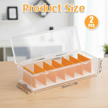 COMNICO 2 Pcs Cable Organizer Box with Lid, Clear Plastic Cord Storage Desk Organizers Desktop Cable Management Multifunctional Accessories for Home Drawer Office