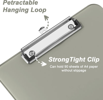 Rimilak 8.5 x 11 Plastic Clipboards Set of 2, Low Profile Metal Clip, Translucent Board, 12.5 x 9 in Letter Size, Office Supply, Back to School, Purple