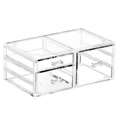 Cq acrylic 1 Pack Clear Stackable Storage Drawers for Vanity,Stackable 6 Drawers Desktop Organizer With Drawers,Cute Desk Storage for Office,Jewelry,Hair Clip,Beauty,Skincare and Make Up Organizers