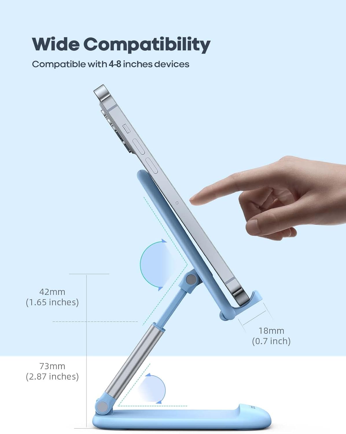 Lamicall Cell Phone Stand for Desk - [Height Adjustable] Foldable Mobile Phone Holder, Portable Stand for iPhone 17 16 15 14 13 12 11 Pro Max Plus Air, Galaxy S25, Office Gift Mothers Day Accessories