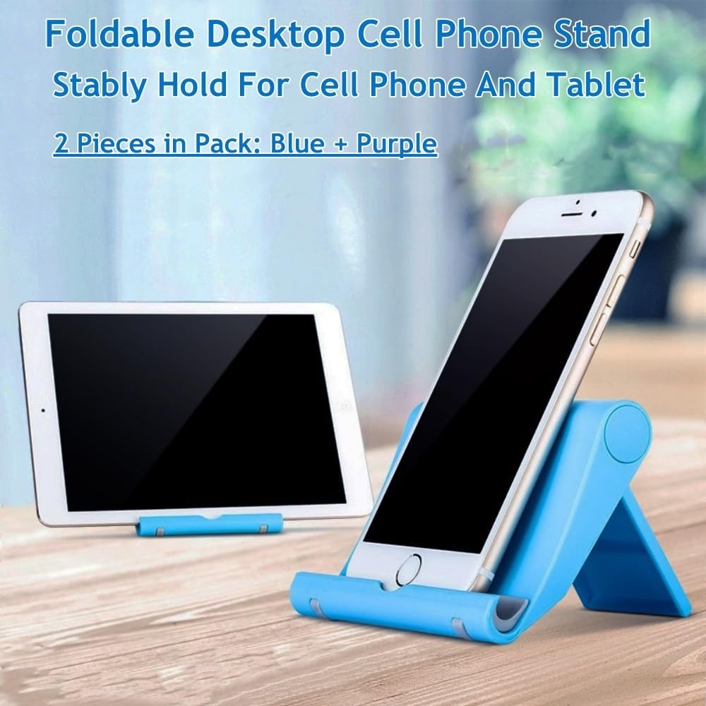 Adjustable Foldable Cell Phone Stand for Desk, Compatible with Most Smartphones and Tablets, Fits Devices up to 10 Pounds
