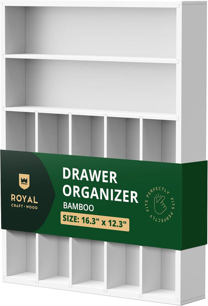 ROYAL CRAFT WOOD Luxury Bamboo Kitchen Drawer Organizer - Silverware Organizer, Utensil Holder & Cutlery Tray Drawer Dividers for Flatware (9 Slot, Natural)