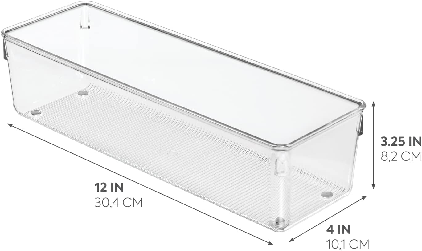 iDesign Plastic Drawer Organizer Bins - Storage for Kitchen, Bathroom, and Desk Drawers - Set of 6 - Clear