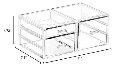 Cq acrylic 1 Pack Clear Stackable Storage Drawers for Vanity,Stackable 6 Drawers Desktop Organizer With Drawers,Cute Desk Storage for Office,Jewelry,Hair Clip,Beauty,Skincare and Make Up Organizers