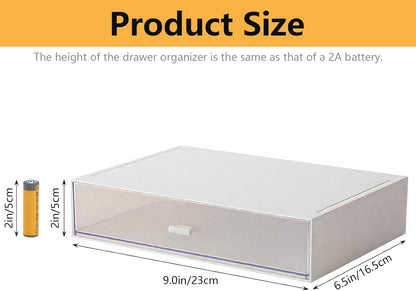 Desk Organizer with Drawers Stackable Storage Drawers, Plastic Compact Desk Storage Box Great for Office School Home Small Space- 1drawers (White)