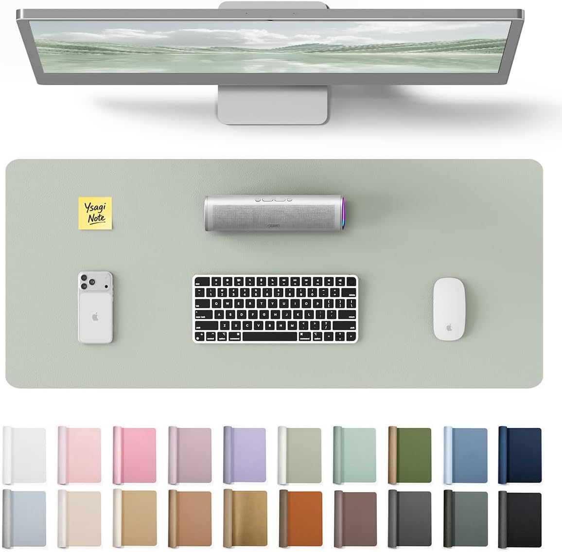 YSAGi Leather Desk Protector, Office Mat, Large Mouse Mat, Non-Slip PU Leather Blotter, Laptop Pad, Waterproof Writing Pad for Office and Home (Light Pink, 23.6" x 13.8") - Colors A