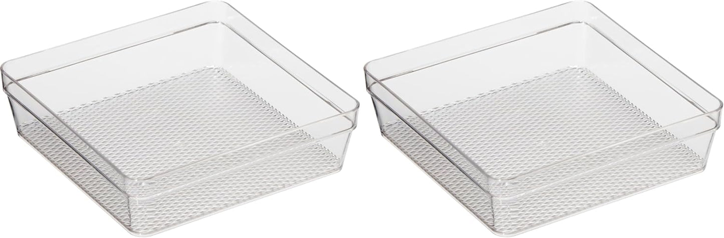 Oggi Set of 5 Clear Drawer Organizers - (1) 3x6.25, (2) 3x9.5, (2) 3x12.5 - Ideal for Organizing Kitchen Drawers, Office, Desk, Silverware, Kitchen Utensils, Cosmetics and Bathrooms