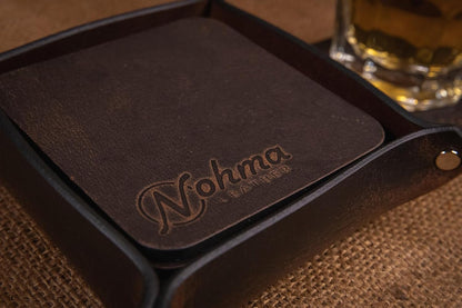 Valet Tray – Full-Grain Leather Catchall Organizer for Keys, Phone & Wallet – Rustic Nightstand & Desk Tray with Raised Sides – Handmade in USA (Vintage Brown, Small Rectangle)
