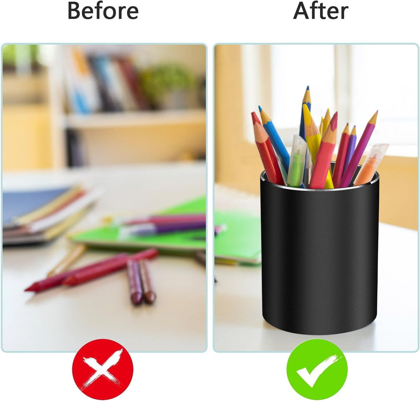 Pen holder, aluminum alloy waterproof pen holder, desktop simple and modern minimalist, multifunctional office supplies for families, kids and schools (blue)