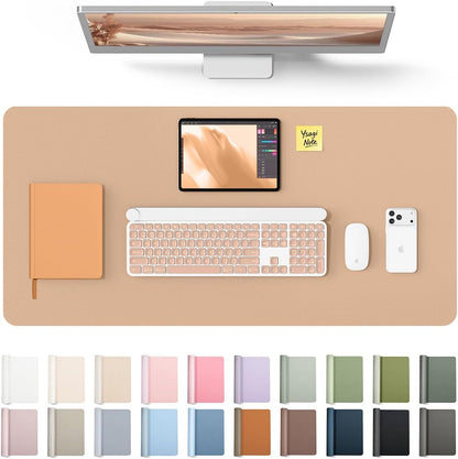 YSAGi Leather Desk Protector, Office Mat, Large Mouse Mat, Non-Slip PU Leather Blotter, Laptop Pad, Waterproof Writing Pad for Office and Home (Light Pink, 23.6" x 13.8") - Colors A