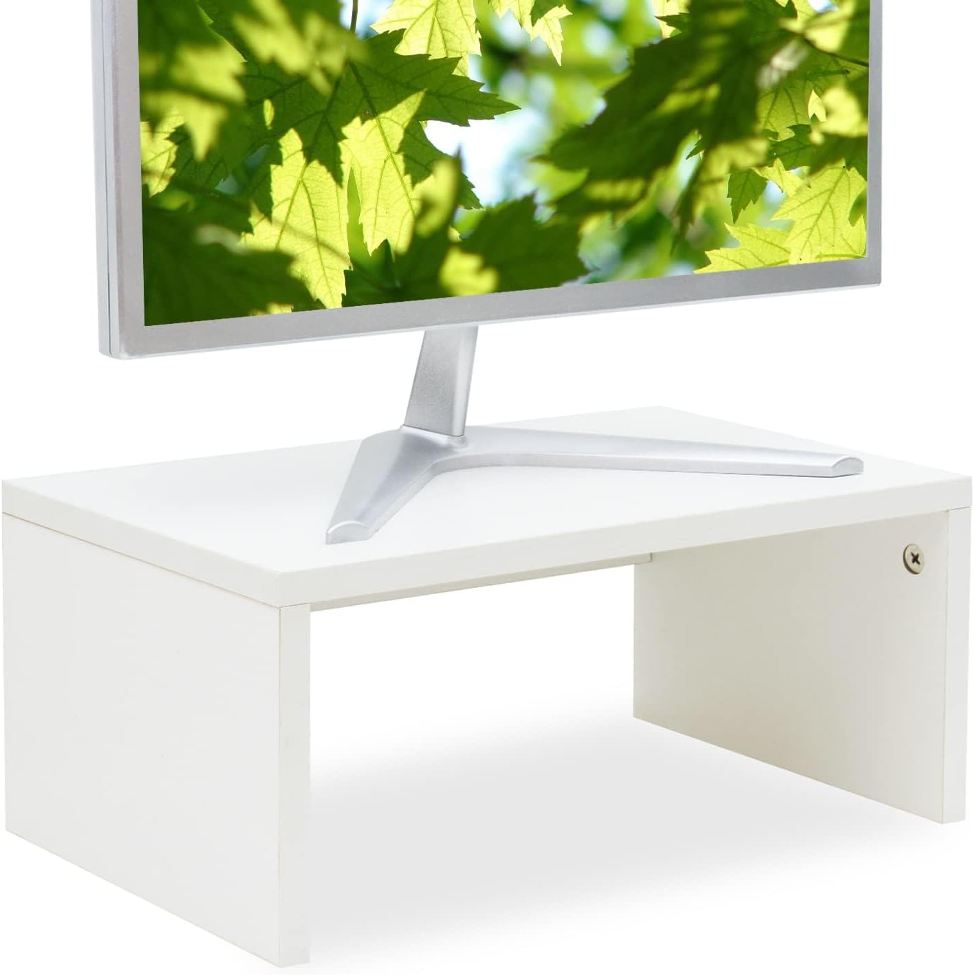 TEAMIX 14.2 inch Monitor Stand Riser, Rustic Brown Wood Monitor Riser with Storage for Desk Small Monitor Stand TV/Screen/PC/Laptop Riser Computer Stand Desktop Shelf (Brown-14.2 inch)