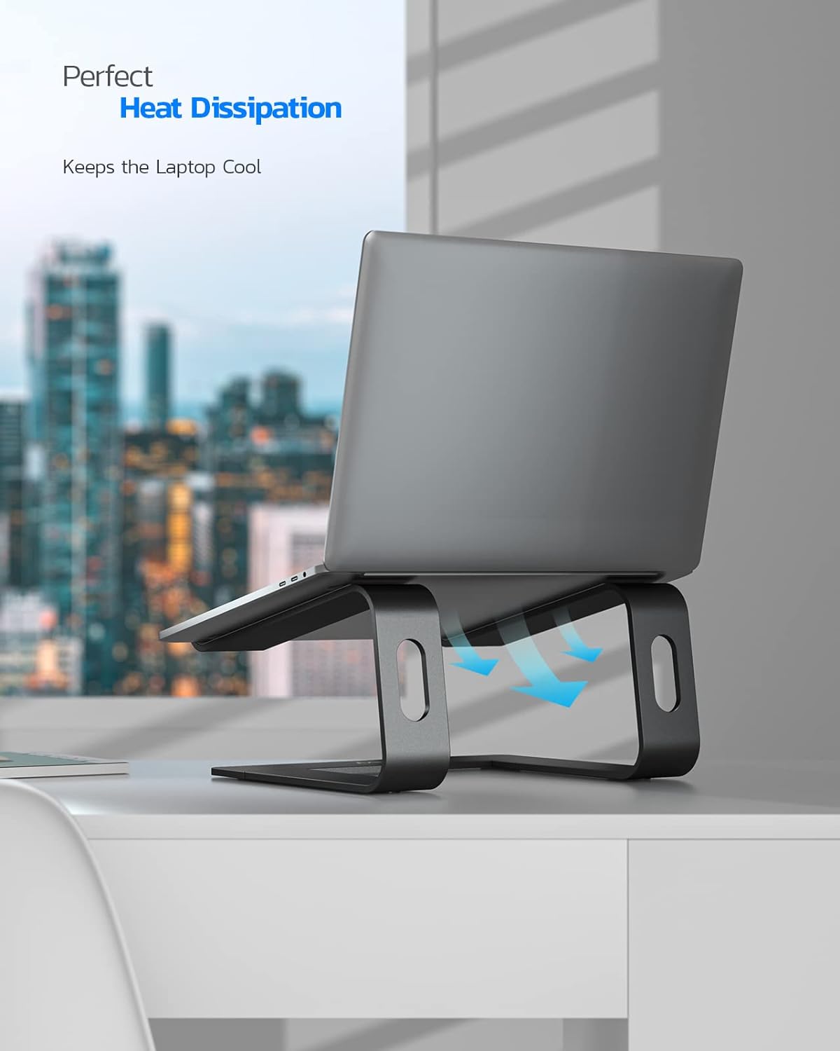 Nulaxy Laptop Stand, Ergonomic Aluminum Laptop Computer Stand, Detachable Laptop Riser Notebook Holder Stand Compatible with MacBook Air Pro, Dell XPS, HP, Lenovo More 10-16” Laptops - Rose Gold