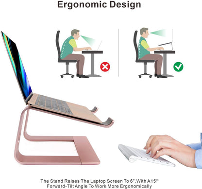 Ergonomic Aluminum Laptop Mount - Adjustable Computer Stand for MacBook Pro/Air HP Lenovo Samsung Dell - Fits 10-17.3" Laptops (Apple Green)