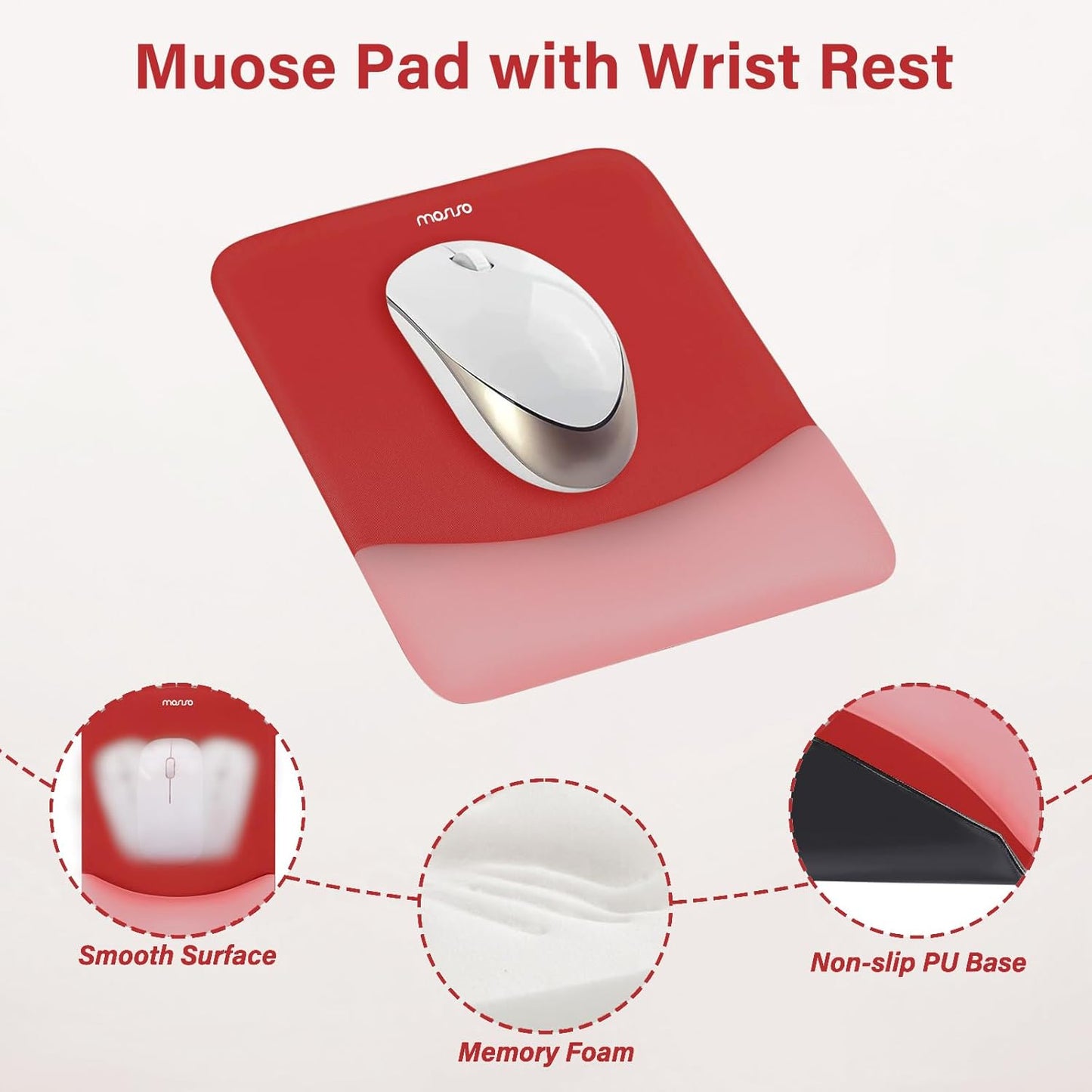 MOSISO Wrist Rest Support for Mouse Pad&Keyboard Set, Rectangular Ergonomic Mousepad Non-Slip Base Home/Office Pain Relief&Easy Typing Pad with Neoprene Cloth&Raised Silicone Lining, Green