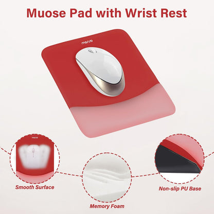MOSISO Wrist Rest Support for Mouse Pad&Keyboard Set, Rectangular Ergonomic Mousepad Non-Slip Base Home/Office Pain Relief&Easy Typing Pad with Neoprene Cloth&Raised Silicone Lining, Green