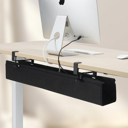 MAXECHO Under Desk Cable Management Tray 28" - Clamp on Wire and Cable Organizer for Storage and to Hide Cords - Ideal for Home Office - Premium Black Fabric Design