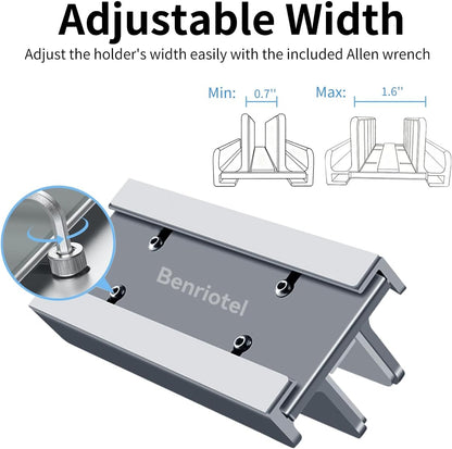 Aluminum Vertical Laptop Stand Holder for Desk Compatible with MacBook Pro, MacBook Air, Dell, HP, Lenovo, Up to 17.3 inches, Silver