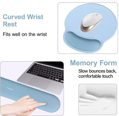 MOSISO Wrist Rest Support for Mouse Pad&Keyboard Set, Circle Curved Ergonomic Mousepad&Coaster Non-Slip Base Home/Office Pain Relief&Easy Typing Pad with Soft Cloth&Silicone Lining, Antique Green