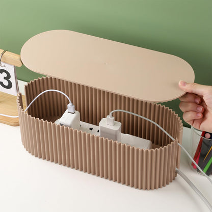 Large Cable Organizer Box for Power Strips, Surge Protectors, Chargers, TV Computer Wires - White