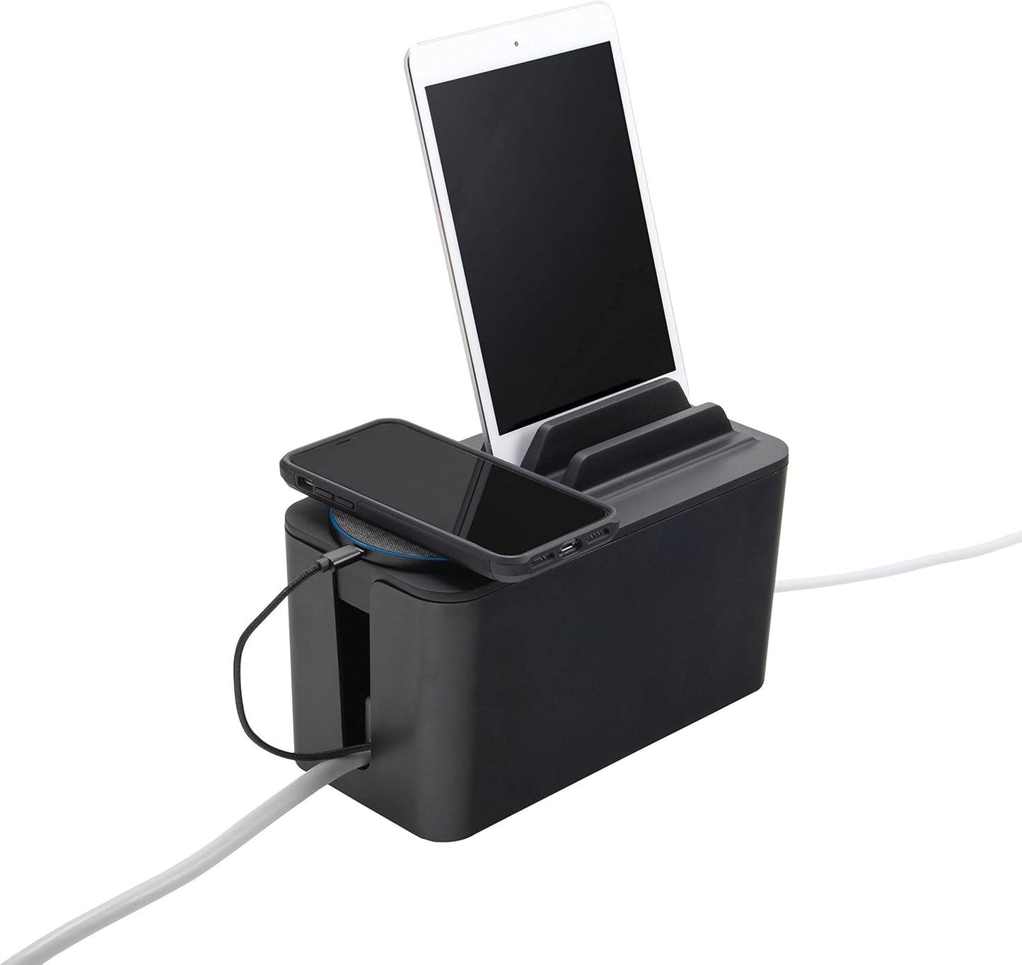 Bluelounge CableBox Mini Cable Management with Small Surge Protector, Black (CBM-BL)