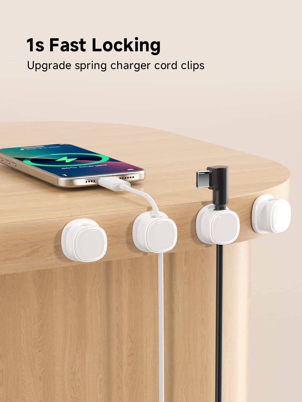 9 Pack Cord Organizer, Spring Cable Management, Adhesive Cute Cable Holder Clips, Phone Charger Wire Keeper for Desk Nightstand Car Office (9-Pack White_Orange_Blue)