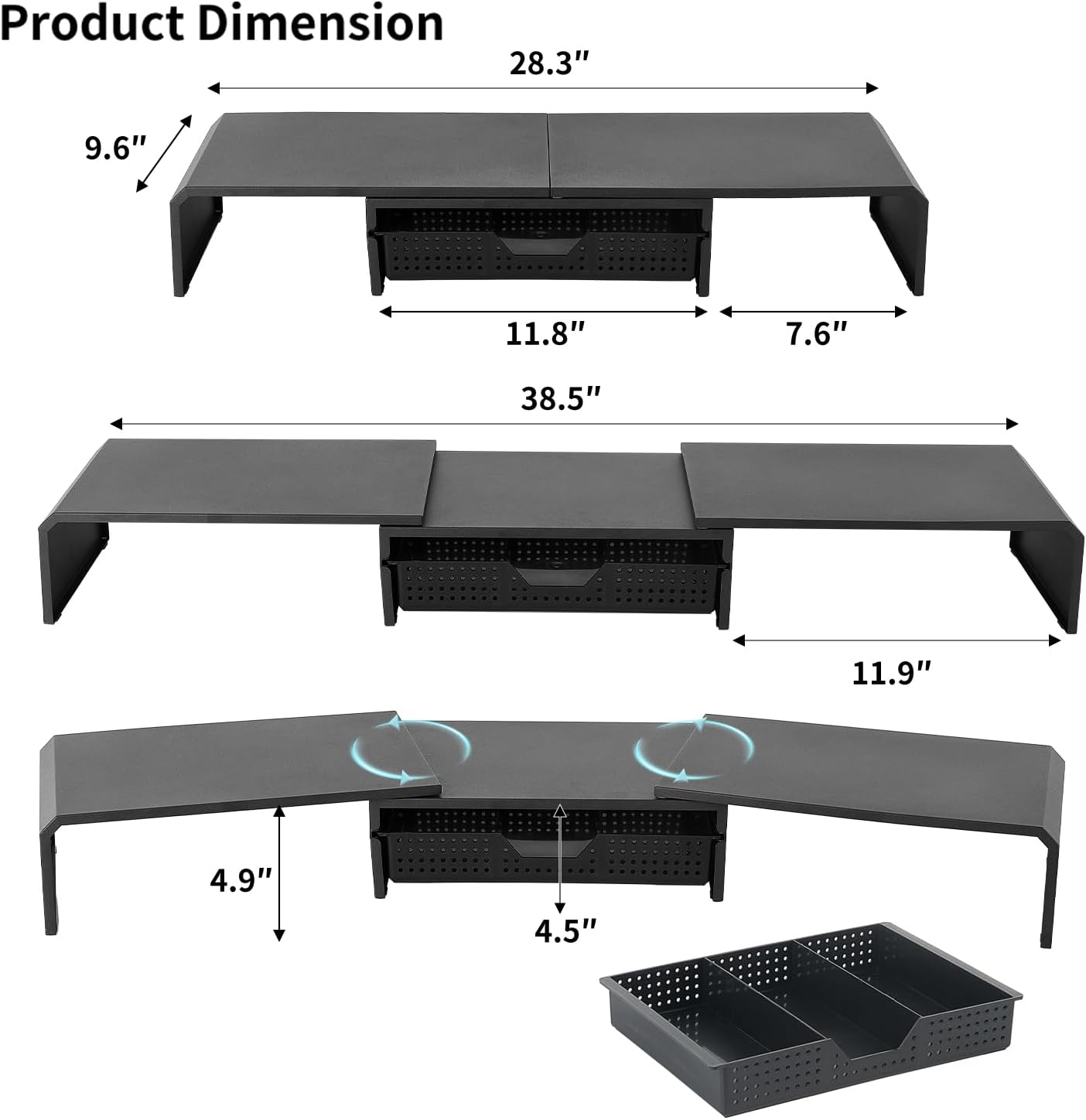 LEKETREE Dual Monitor Stand Riser with Drawer, Desk Organizer and Accessories, Pink Monitor Stand for Desk, Desktop Stand for Computer, Laptop, TV and More (Pink)