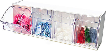 Deflecto Interlocking Tilt Bin, 9 Bin Unit, Clear and White, 23-5/8” x 3-5/16” x 2-5/8” (20903OP)