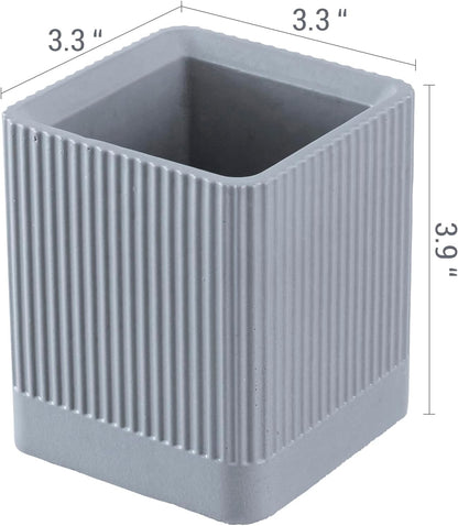 MyGift Pen Holder Pencil Holder For Desk Desktop Pen Cup Holder Gray Concrete 3.5 Inch Round Modern Office Desk Organizer