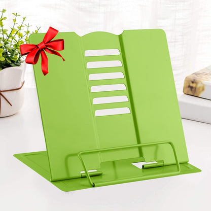 MSDADA Desk Book Stand Metal Reading Rest Book Holder Adjustable Cookbook Documents Holder for Recipes Textbooks Tablet Music Books, Mom Gifts, Gifts for Grandma Mom Mothers Day(Light Purple)