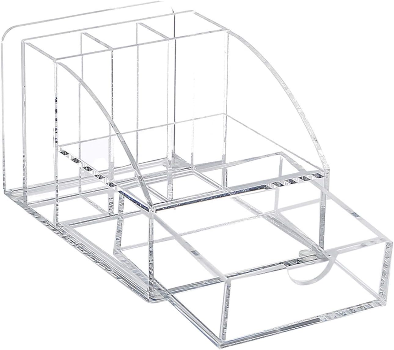 Ikee Design Acrylic Premium Desktop Office Supplies Organizer with Post It Note Pad Holder, Mail Storage and 3 Pencil Slots Pencil Holder, Office Supplies, 3 7/8 W x 5 7/8 D x 3 1/2 H in