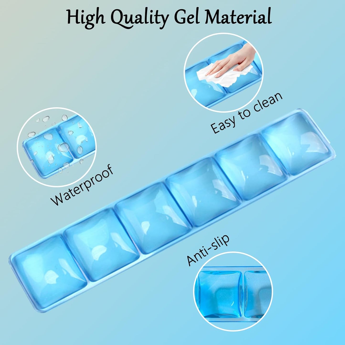 Gel Wrist Rest for Keyboard and Mouse Square Blue Plaid Clear Keyboard Wrist Rest Transparent Ergonomic Cute Checkered Mouse Wrist Pad Silicone Non-Slip Support for Computer Laptop Gaming Home Office