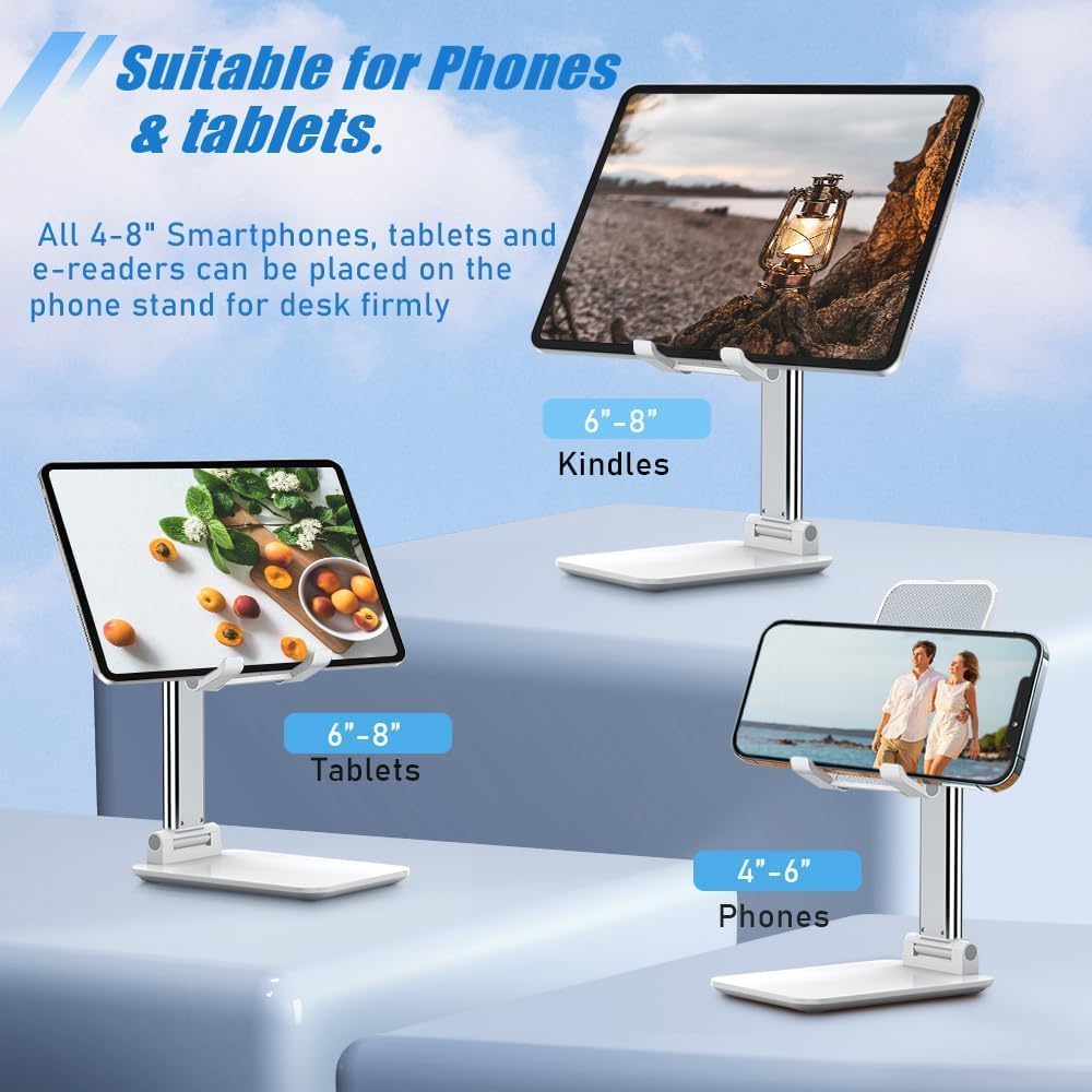Adjustable Cell Phone Stand,Phone Stand,Mobile Phone Holder,iPhone Holder for Desk,Cell Phone Holder Portable Cellphone Cradle Desktop Dock Stand for Smart Phones,iPad Tablet and E-Reader