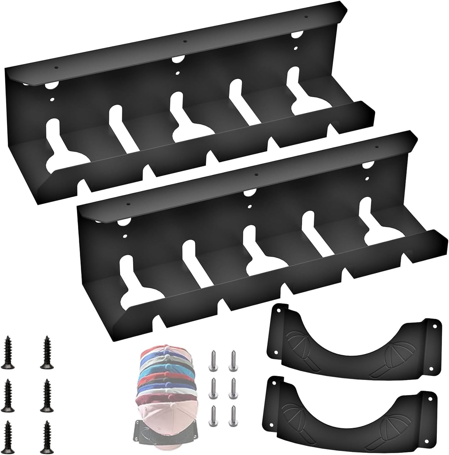 Desk Cable Management, U-Channel Cord Box, Metal Under Cable Management Tray, Office Under Organizers with Hat Racks(White, 2pcs Cord Organizer Box + 2pcs Special Hooks)