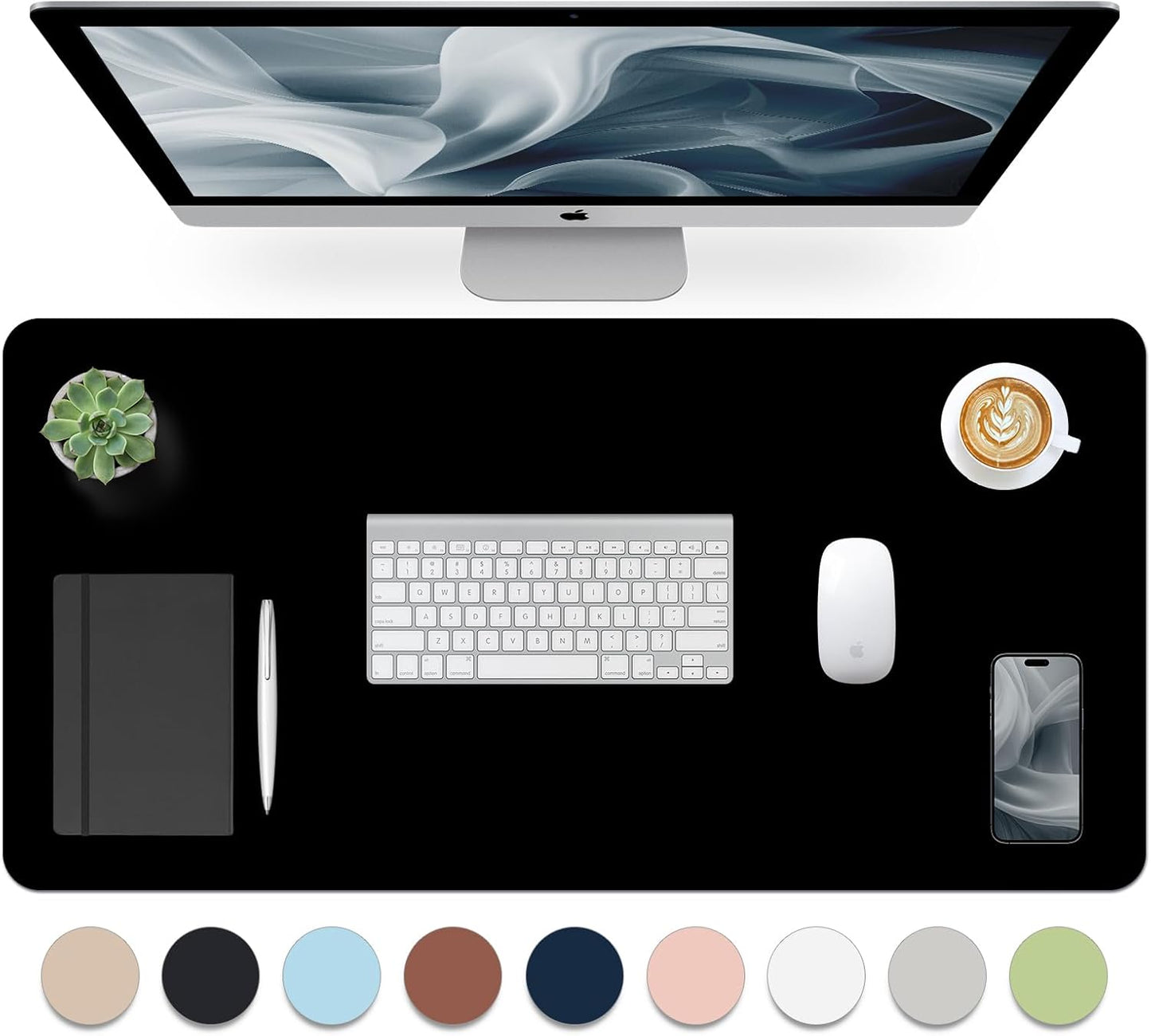 Bloss Leather Desk Pad and Keyboard Wrist Rest, Large Mouse Pad + Keyboard Pad+Mouse Wrist Support, Non-Slip Desk Mat Protector for Office, Home(31.5×15.7 Inches,Beige)