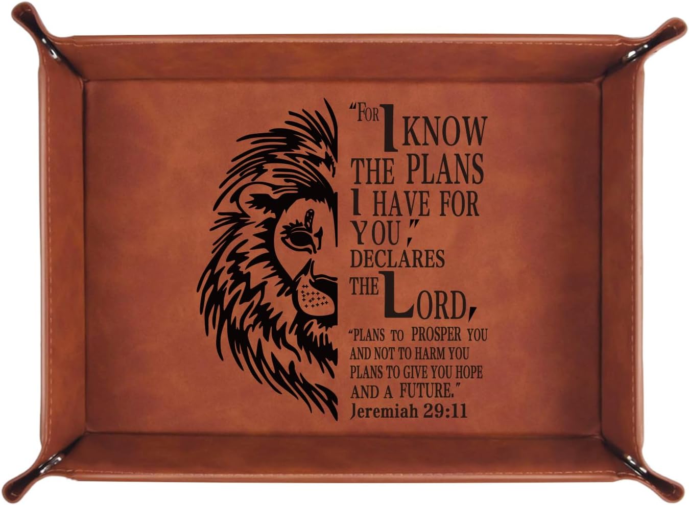 Christian Gifts,Leather Tray Engraved Personalized Tray,Bible Verse Faith Religious Birthday Inspirational Gifts,Valet Desktop Storage Organizer (Philippians 4:13)