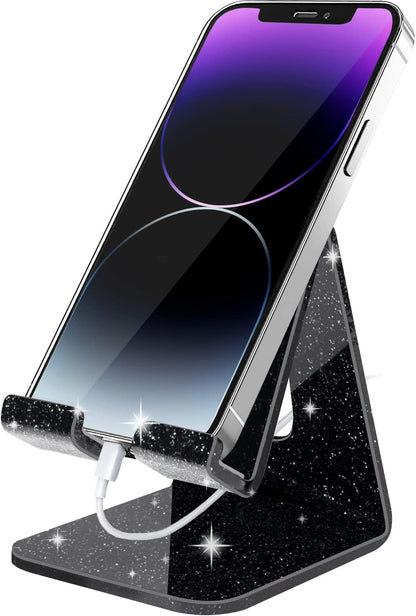 Crpich Acrylic Cell Phone Stand, Portable Clear Phone Stand for Desk, Compatible with Phone16 15 14 13 Pro Max Mini 12 11 Plus SE, Switch, Android Smartphone, Pad, Tablet, Desk Accessories