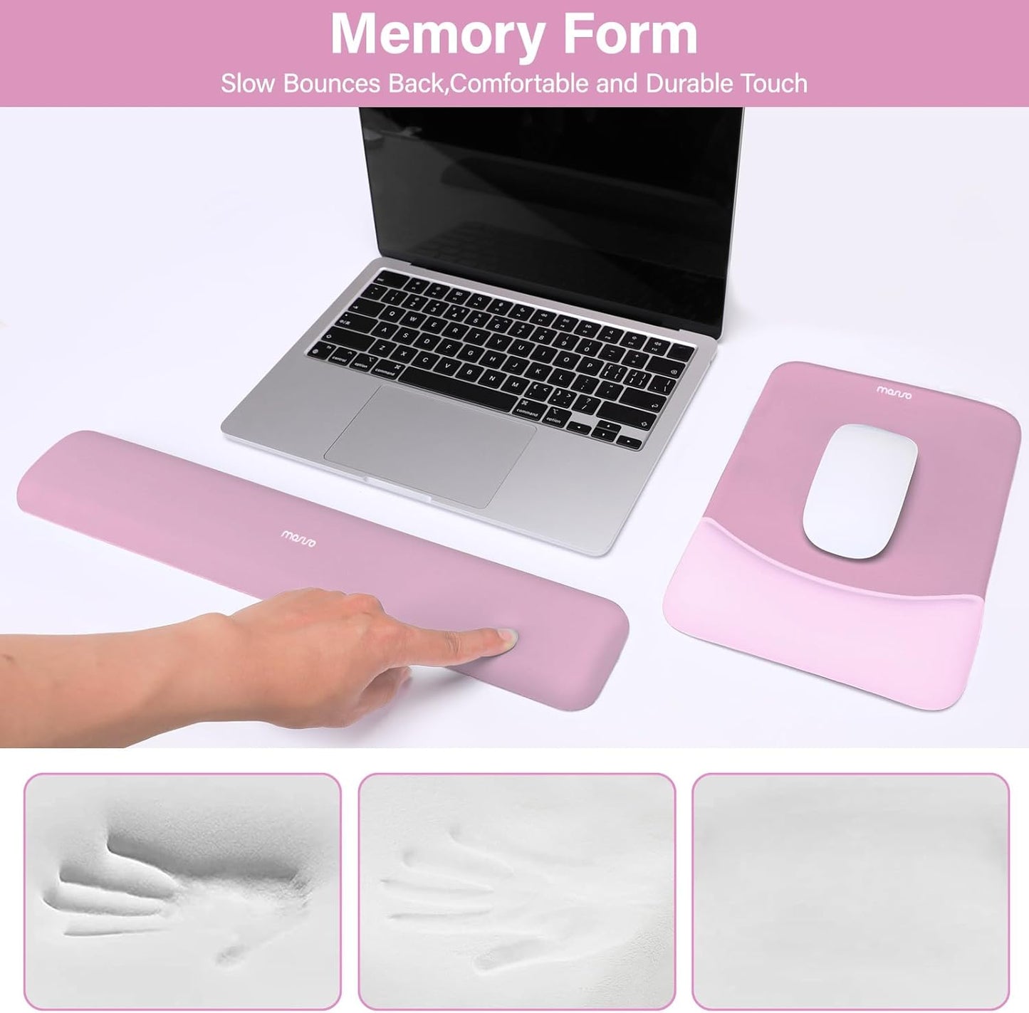 MOSISO Wrist Rest Support for Mouse Pad&Keyboard Set, Rectangular Ergonomic Mousepad Non-Slip Base Home/Office Pain Relief&Easy Typing Pad with Neoprene Cloth&Raised Silicone Lining, Green