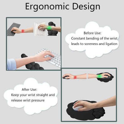 Cloud Wrist Rest Keyboard Pink Mouse Pad Set with Wrist Rest Ergonomic Wrist Pad Memory Foam Non-Slip Base Cute Gradient Wrist Support for Computer Laptop Gaming Home Office Relief Typing Pain