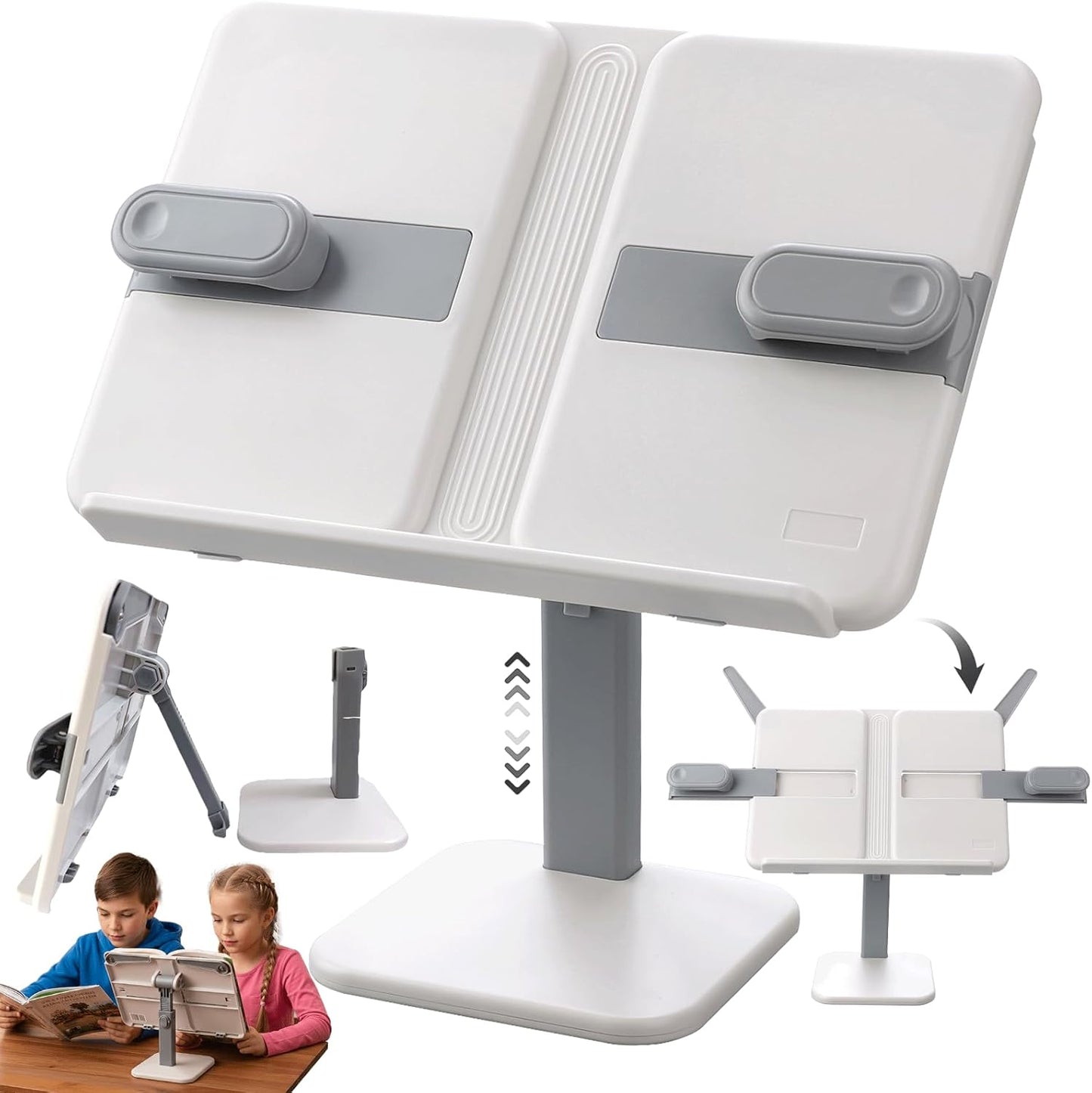 Tablet Stand Holder,Adjustable Foldable Lightweight iPad Laptop Book Stand for Desk,Monitor Holder Multi-Functional Rest Tray Recipes Textbook Cookbook Magazine Laptop Tablet DW (Grey)