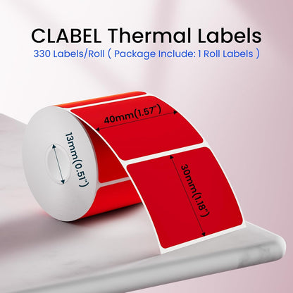 Clabel Printable White Cable Labels 6 Rolls of Thermal Self-Adhesive Paper Labels Tape, 25x78mm (1"x3") 100 Sheets Per Roll, Black Print on White Sticker Tags Durable