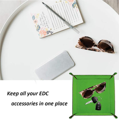 siduater Valet Tray Desktop Storage Organizer, Vegan Leather Catchall Bedside Vanity Tray Nightstand Caddy Holder for Remote Controller, Watch, Keys, Phone, Wallet, Sunglasses, Jewelry - Map