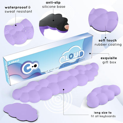 Cloud Wrist Rest for Computer Keyboard Arm Wrist Rest with Non-Slip Base Extended Wrist Rest Ergonomic Memory Foam for Keyboard and Mouse Typing Pain Relief, Office, Gaming, Computer