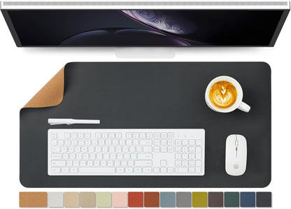 Cork Desk Mat - Dual-Sided Desk Pad for Office and Home - Desk Organization and Accessories - Ideal for Large Mouse Pad and Desk Mats on Top of Desks(Dark Green,90cmx 43cm)