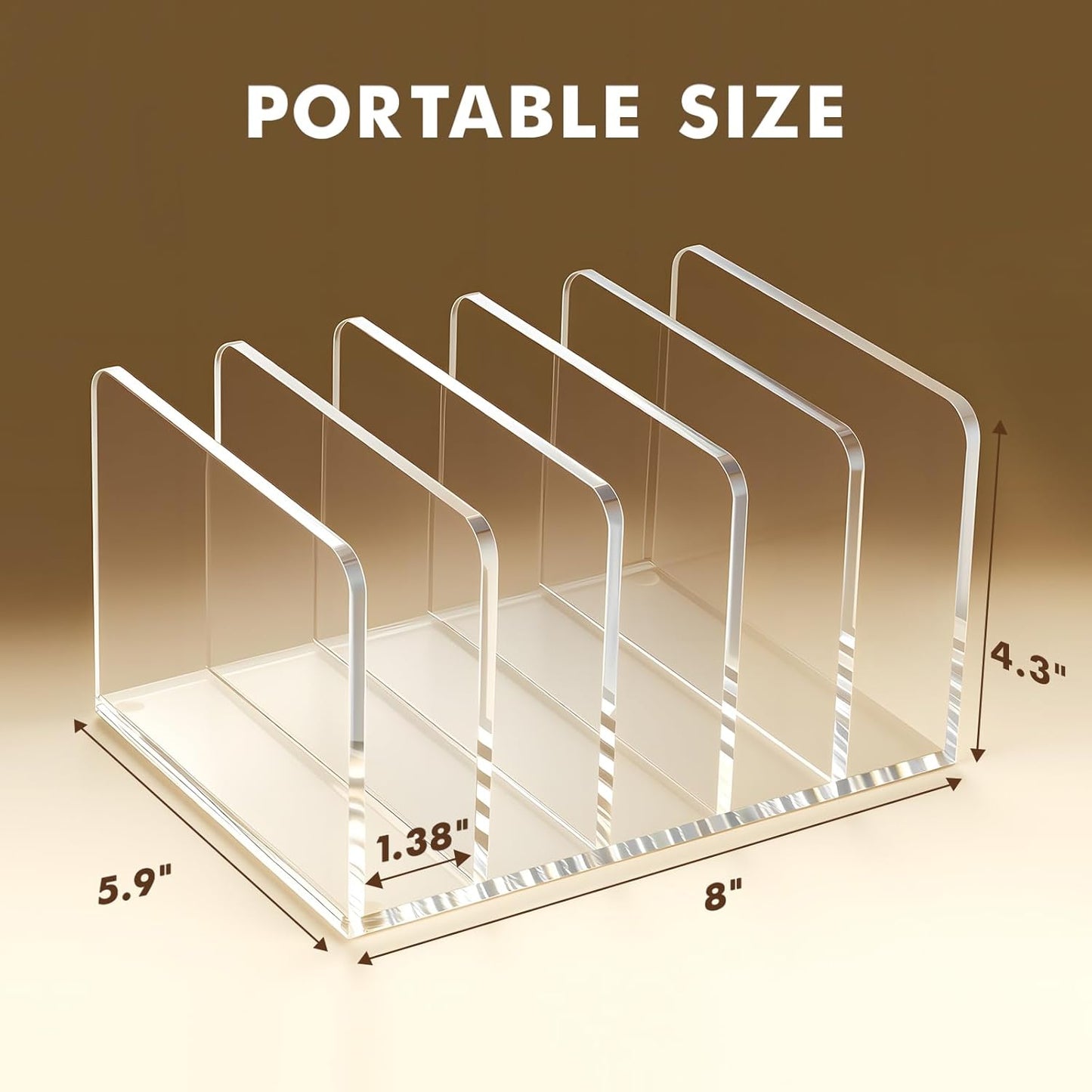 BEYGORM Acrylic Mail Holder, Clear Multifunction Desk Organizer with Divider, Vertical Letter Sorter for Desktop, 5 Compartments Modern Office Home Envelope Organizer for Bill, Document, Folder