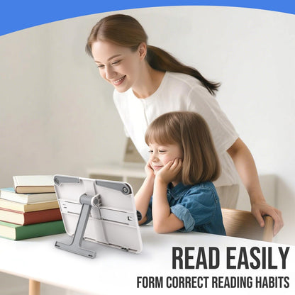 Book Holders for Reading Hands Free Desktop Cookbooks Stands Tray Portable Foldable Lightweight Bookstands Page Clips Rest for Music Score Cookbook Tablet Textbooks Ergonomic Reading Posture (Blue)